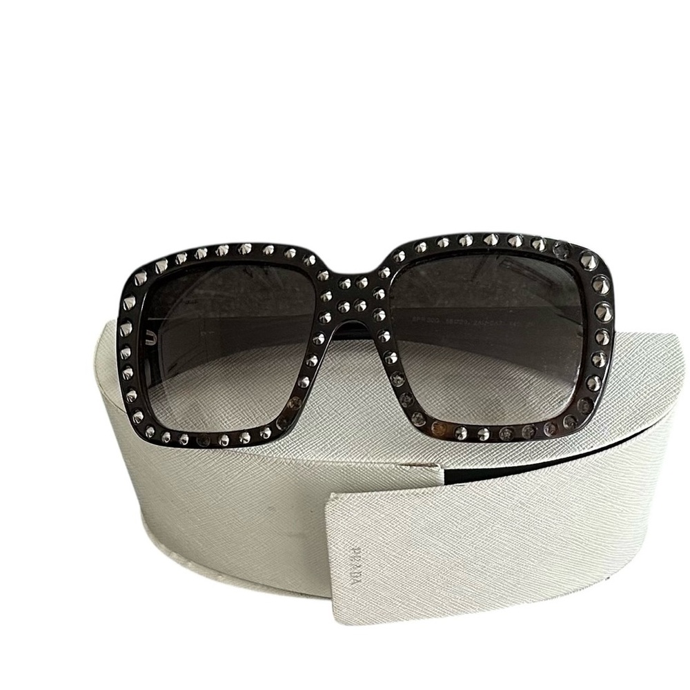 Prada Black Studded Oversized Sunglasses